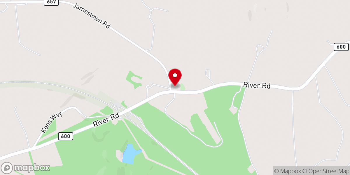 Map showing location of Green Creek Baptist Church 573 River Road FarmVille Virginia23901