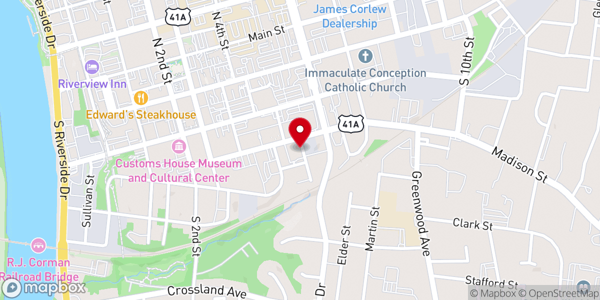 Map showing location of First Christian Church