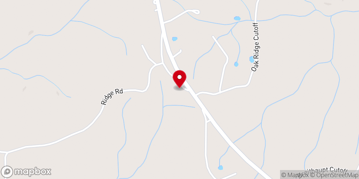 Map showing location of Oak Ridge Baptist Church