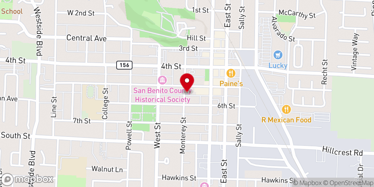 Map showing location of Hollister United Methodist Church