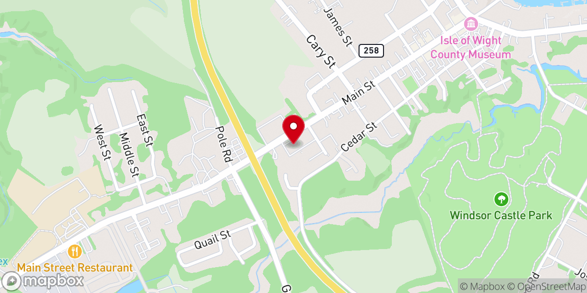 Map showing location of Main Street Baptist Church