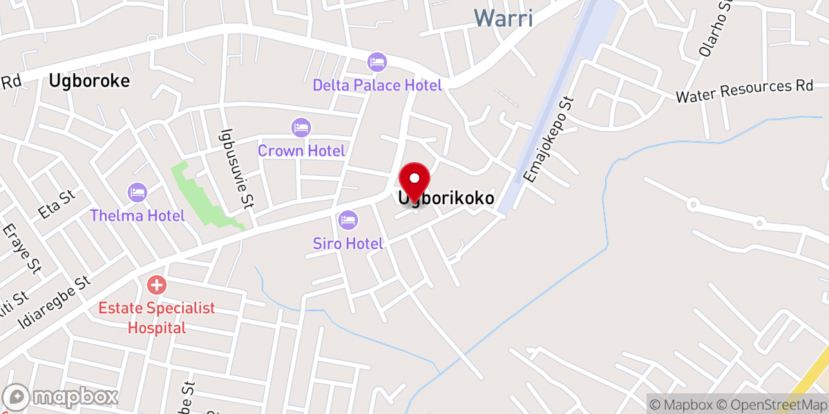 Map showing location of Assemblies of God Church, Ugborikoko