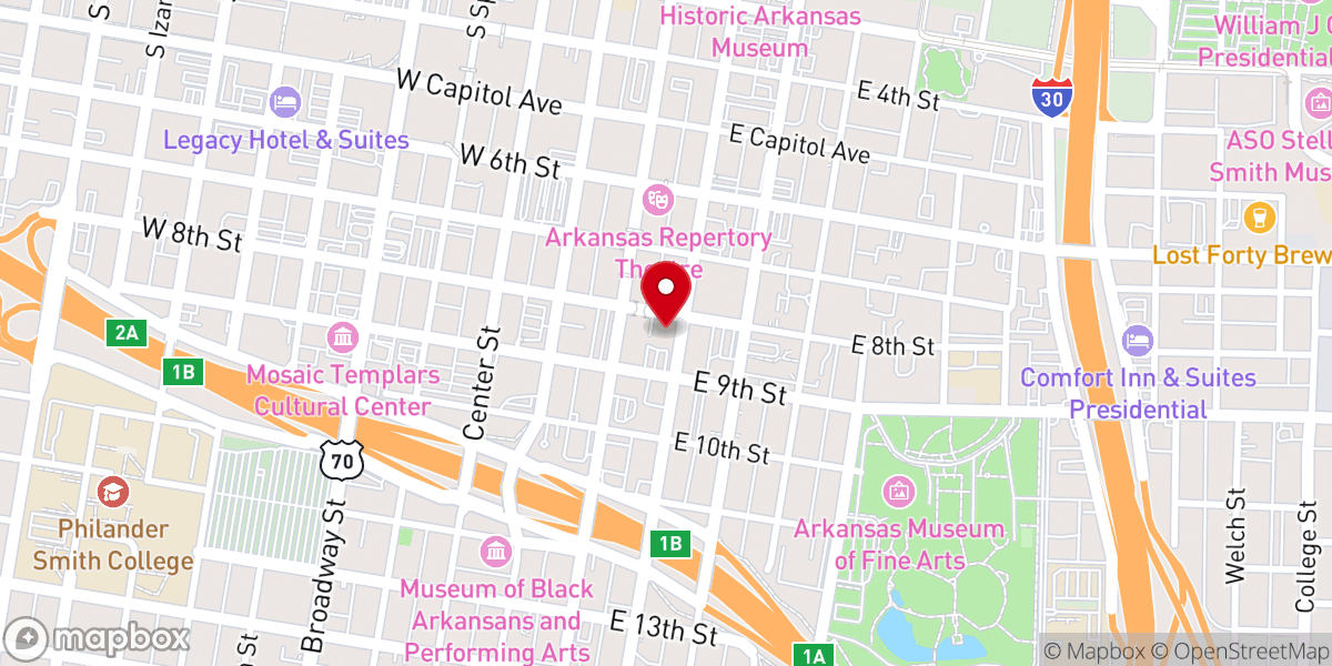 Map showing location of First Presbyterian Church