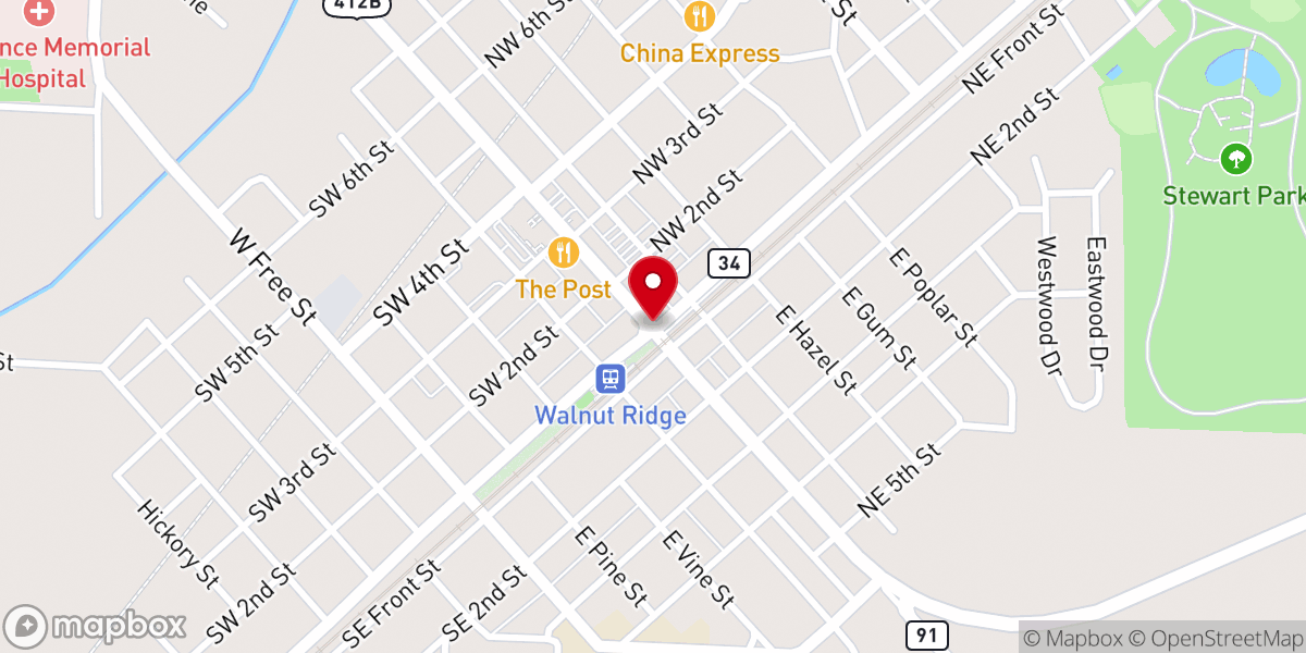 Map showing location of Walnut Ridge