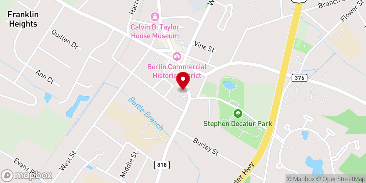 Map showing location of Gunby Memorial Presbyterian Church