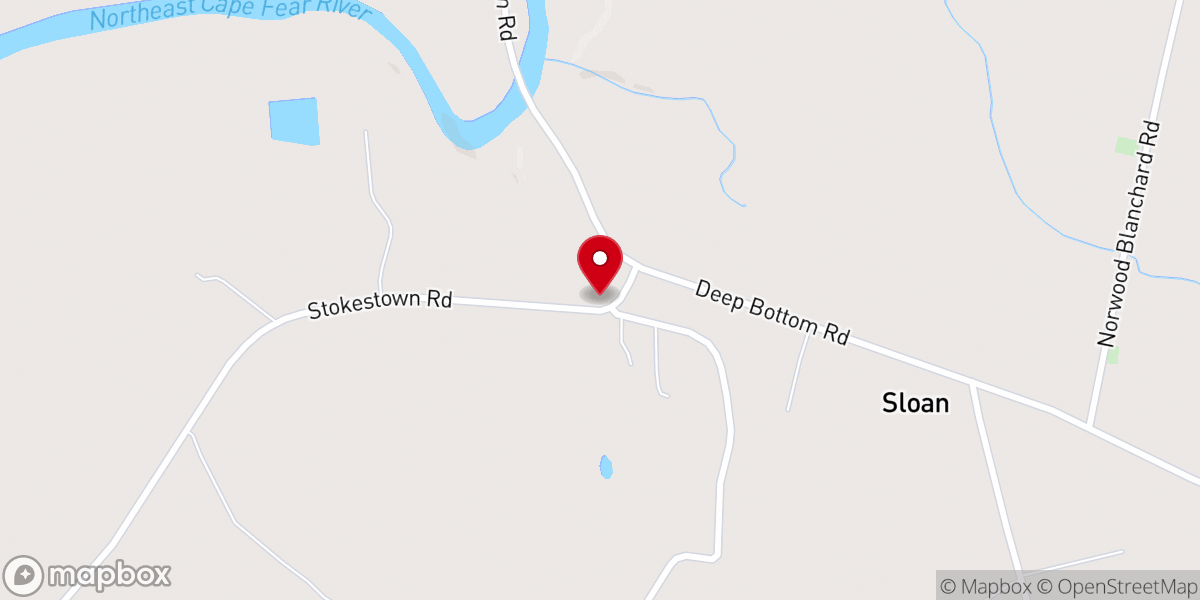 Map showing location of First Baptist Church of Deep Bottom