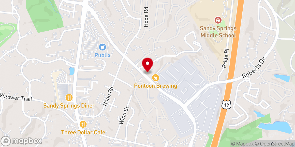 Map showing location of Roswell Springs Hispanic SDA Church