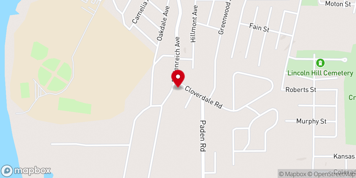Map showing location of Paden Baptist Church
