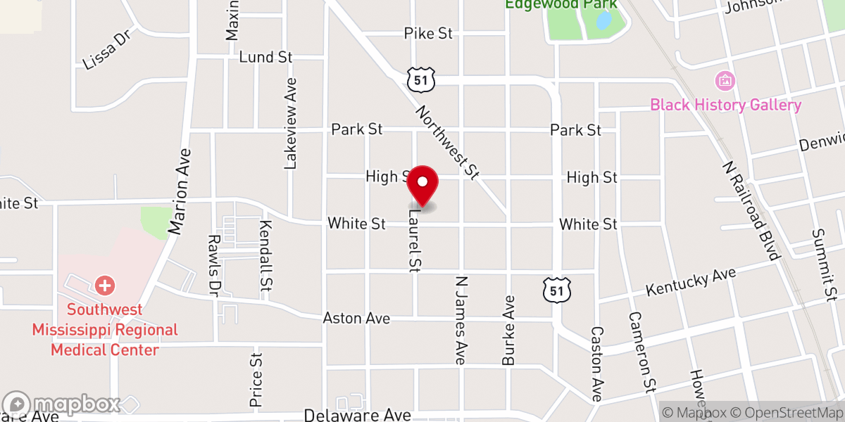 Map showing location of North Mc Comb Baptist Church