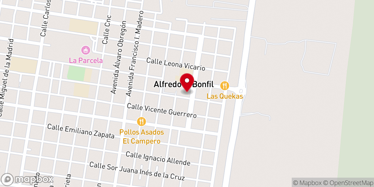 Map showing location of Parroquia de Nuestra Señora de Guadalupe y San Felipe de Jesús