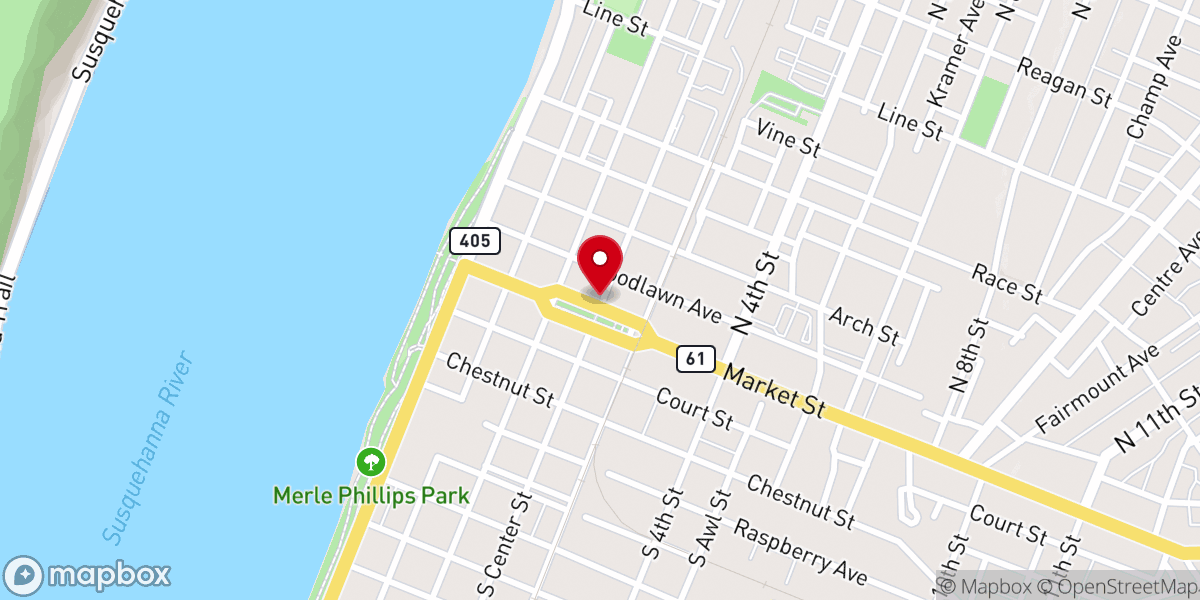 Map showing location of First Presbyterian Church of Sunbury