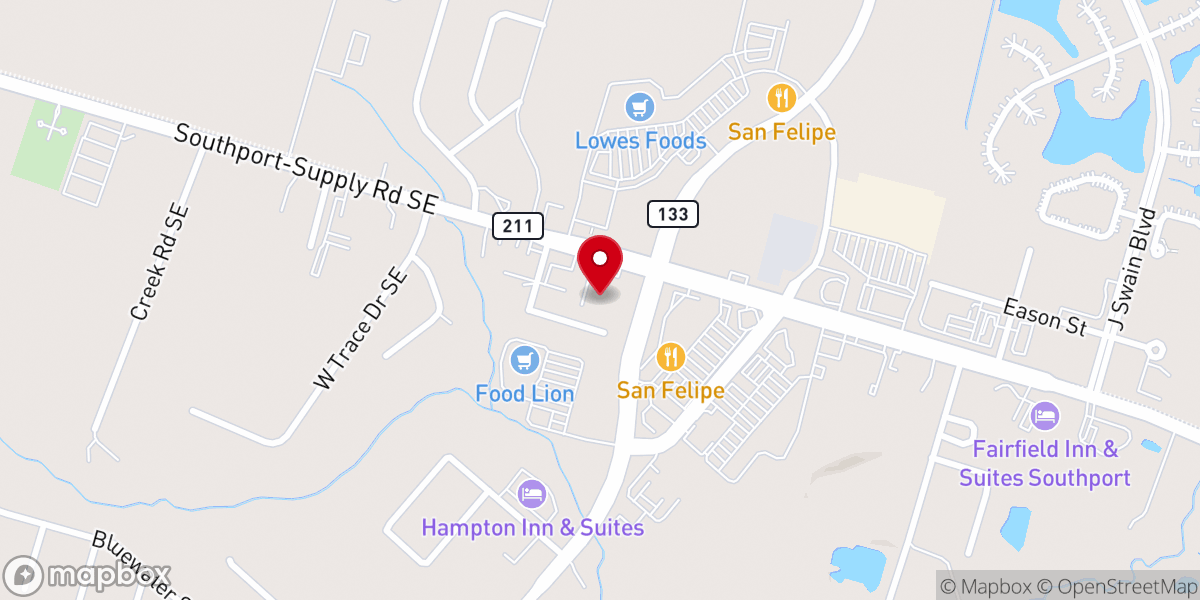 Map showing location of Comfort Suites Southport - Oak Island
