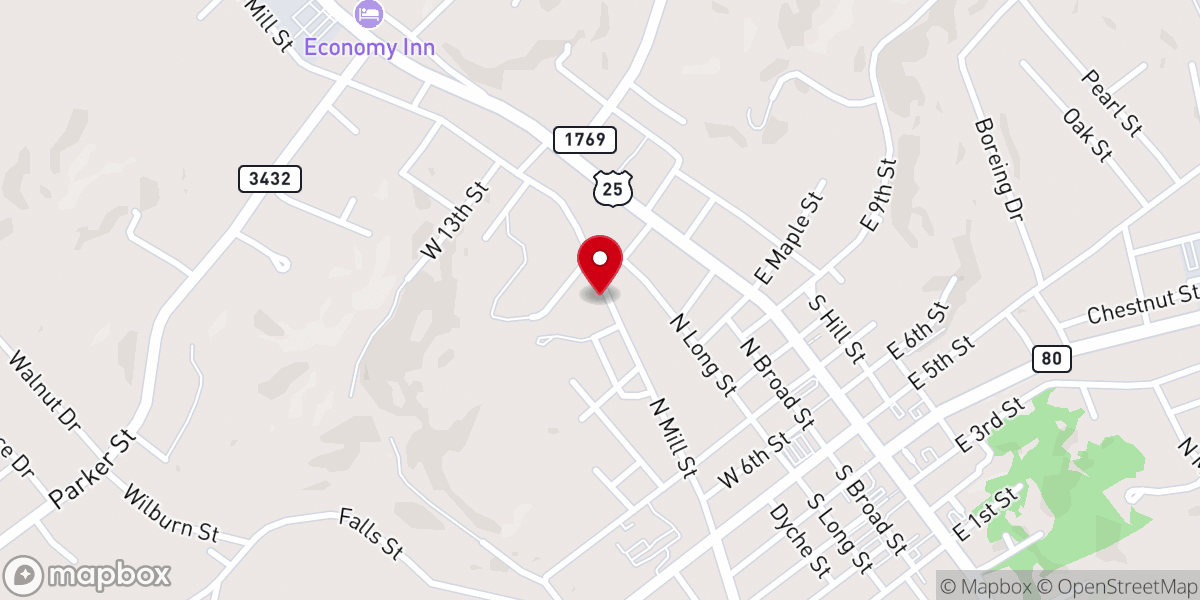 Map showing location of Mill Street Church of Christ