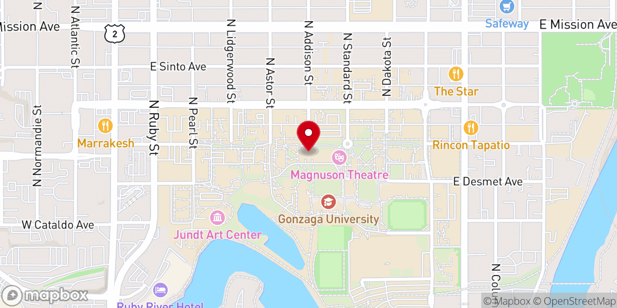 Map showing location of Gonzaga University Chapel