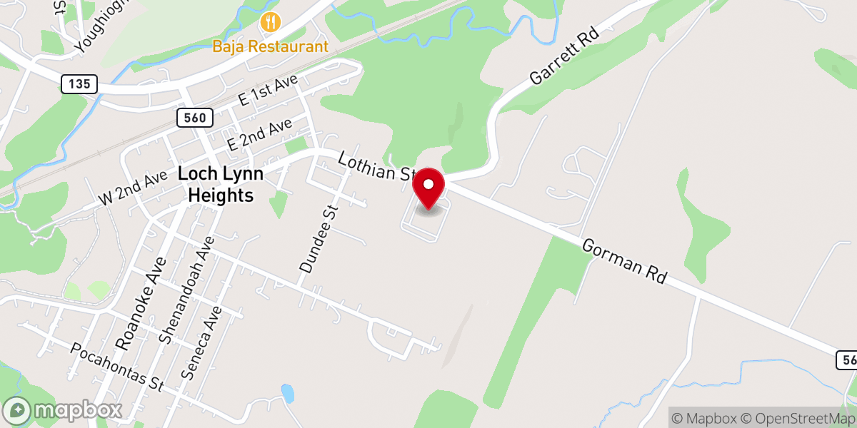Map showing location of Loch Lynn Church of God