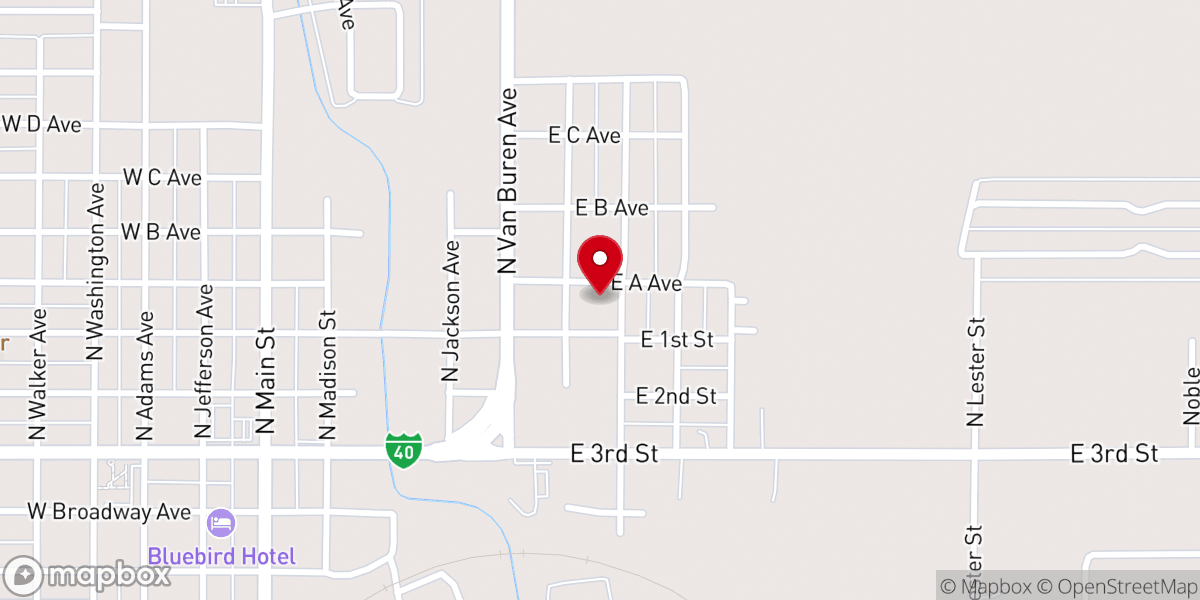 Map showing location of Eastside Baptist Church