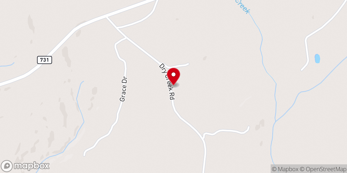 Map showing location of Dry Creek Church