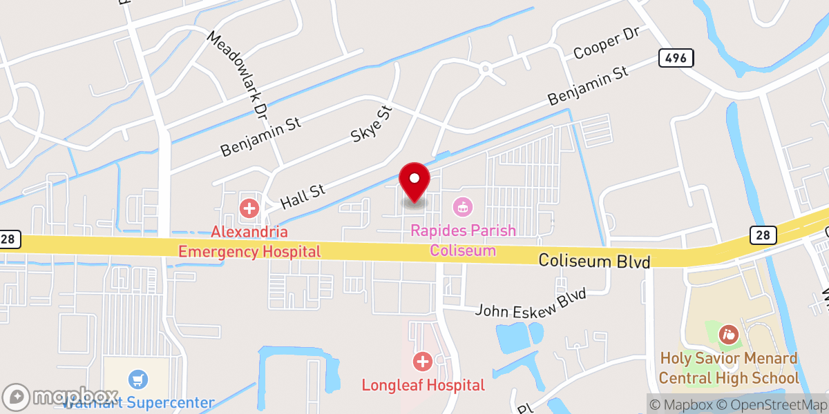 Map showing location of Rapides Parish Health Unit
