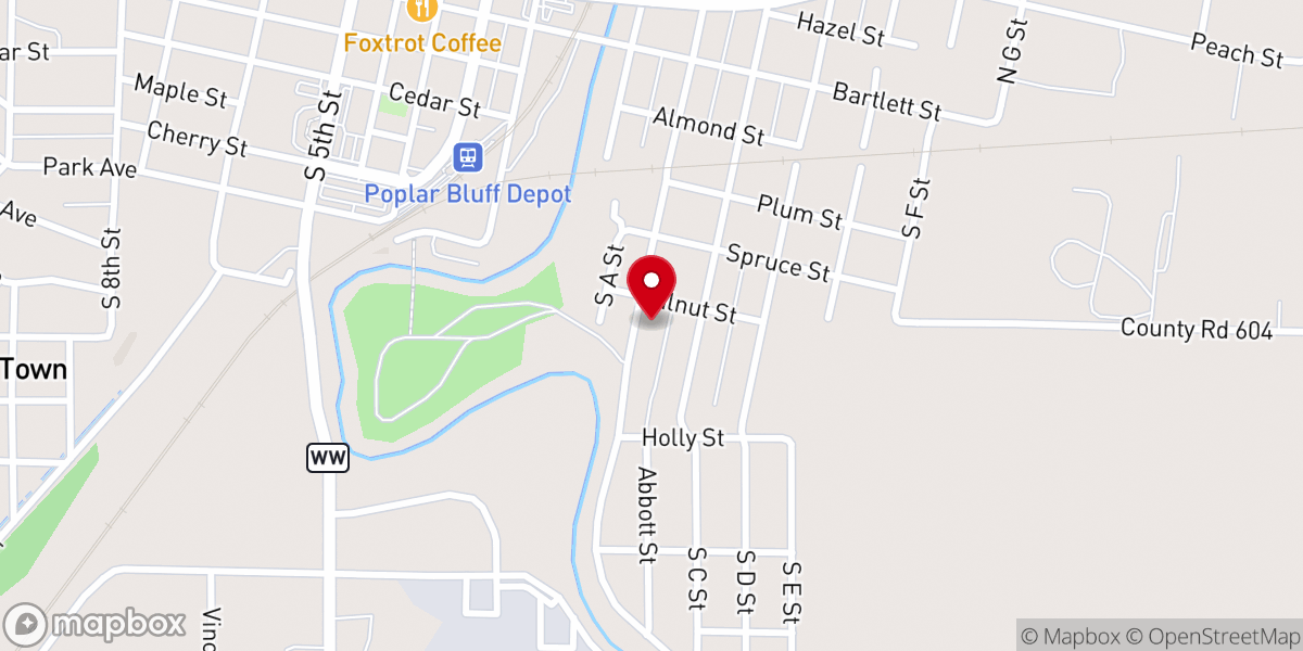 Map showing location of Bluff City Apostolic Worship Center