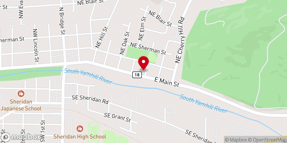 Map showing location of Sheridan Baptist Church