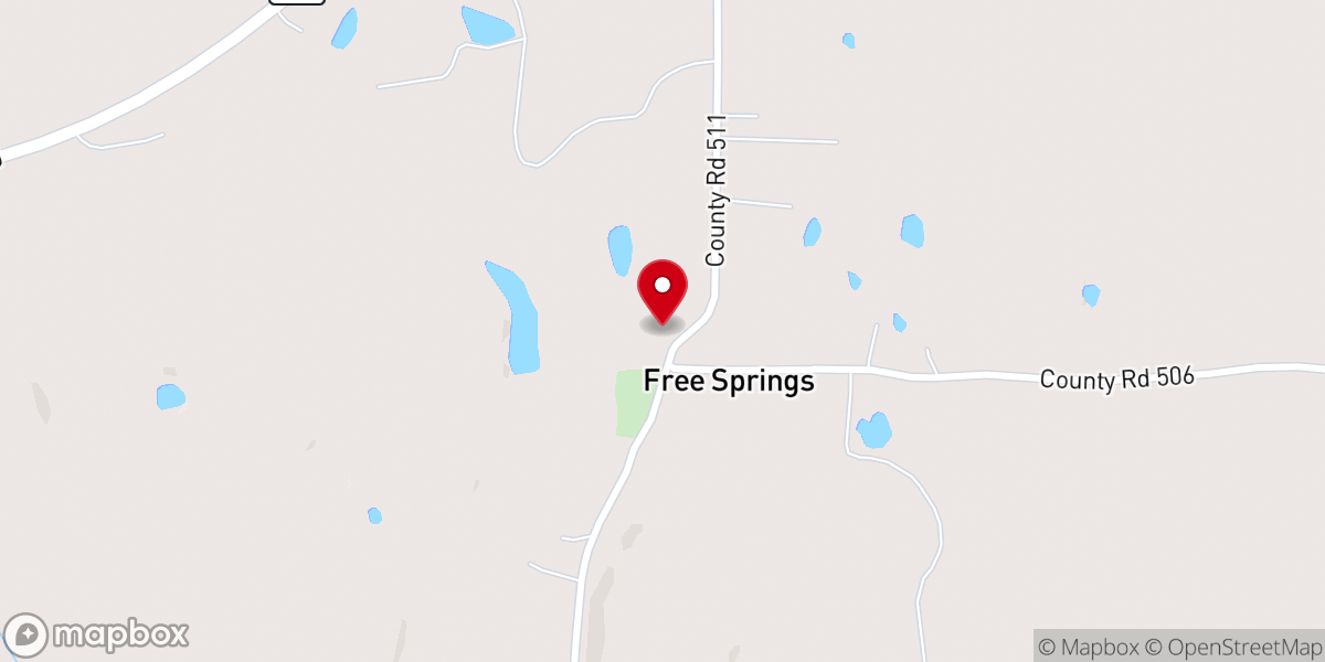Map showing location of Free Springs United Methodist Church