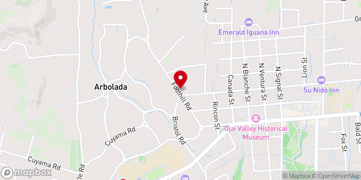 Map showing location of Ojai Presbyterian Church