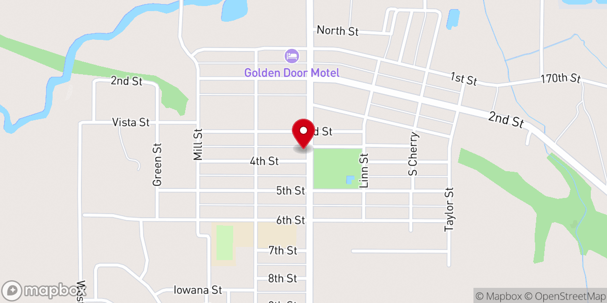 Map showing location of Traer United Methodist Church