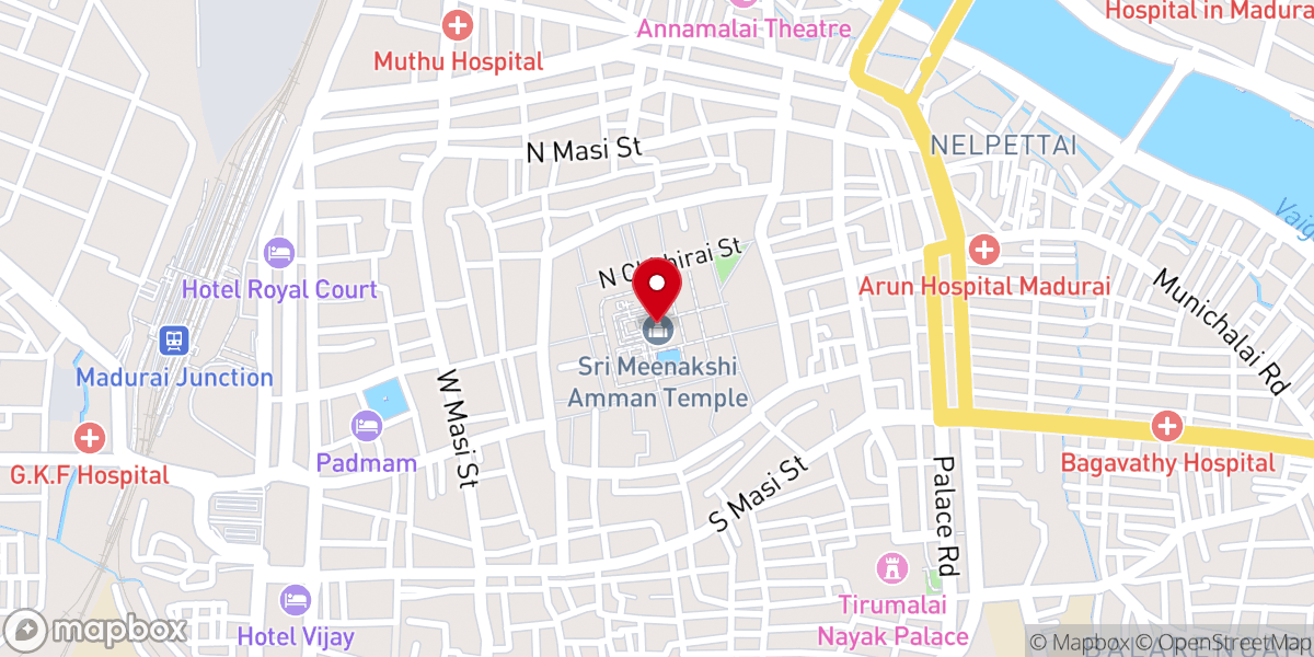Map showing location of Meenakshi Amman Temple