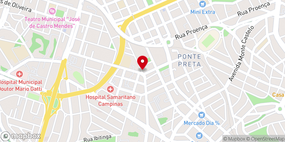 Map showing location of Família da Fé Church