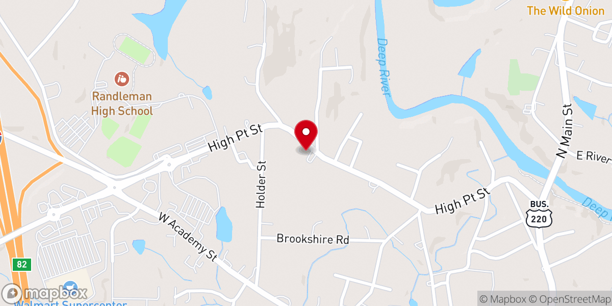 Map showing location of Randleman Friends Meeting