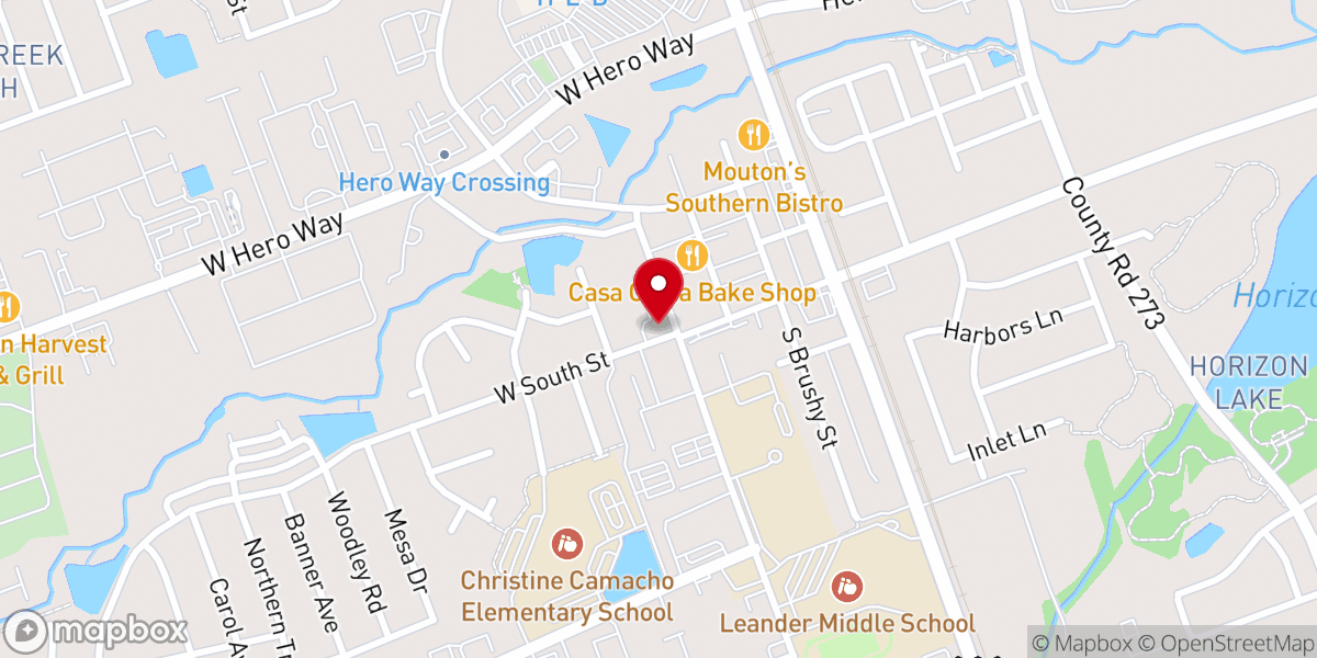 Map showing location of Leander Presbyterian Church