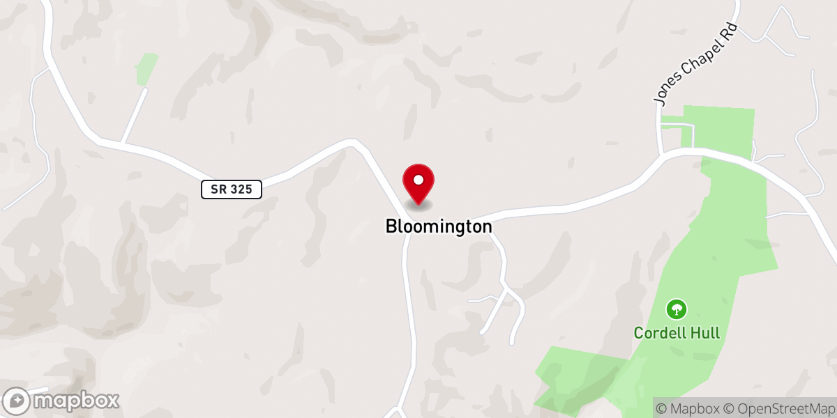 Map showing location of Bloomington Christian Church