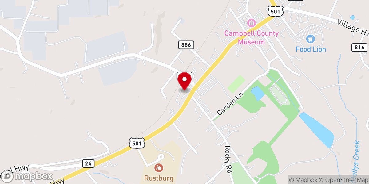 Map showing location of Spirit and Life Church of Central Virginia - Churches in Rustburg, Virginia