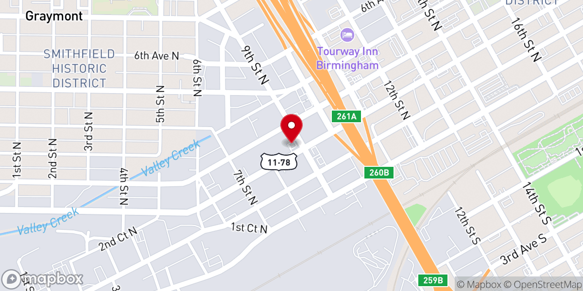 Map showing location of Church's Texas Chicken