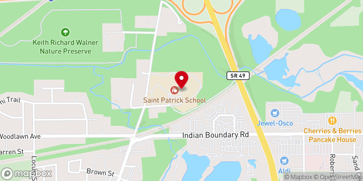 Map showing location of St Patrick Catholic School