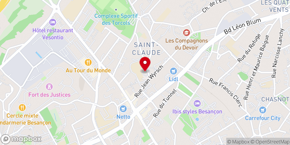 Map showing location of Église Saint-Claude