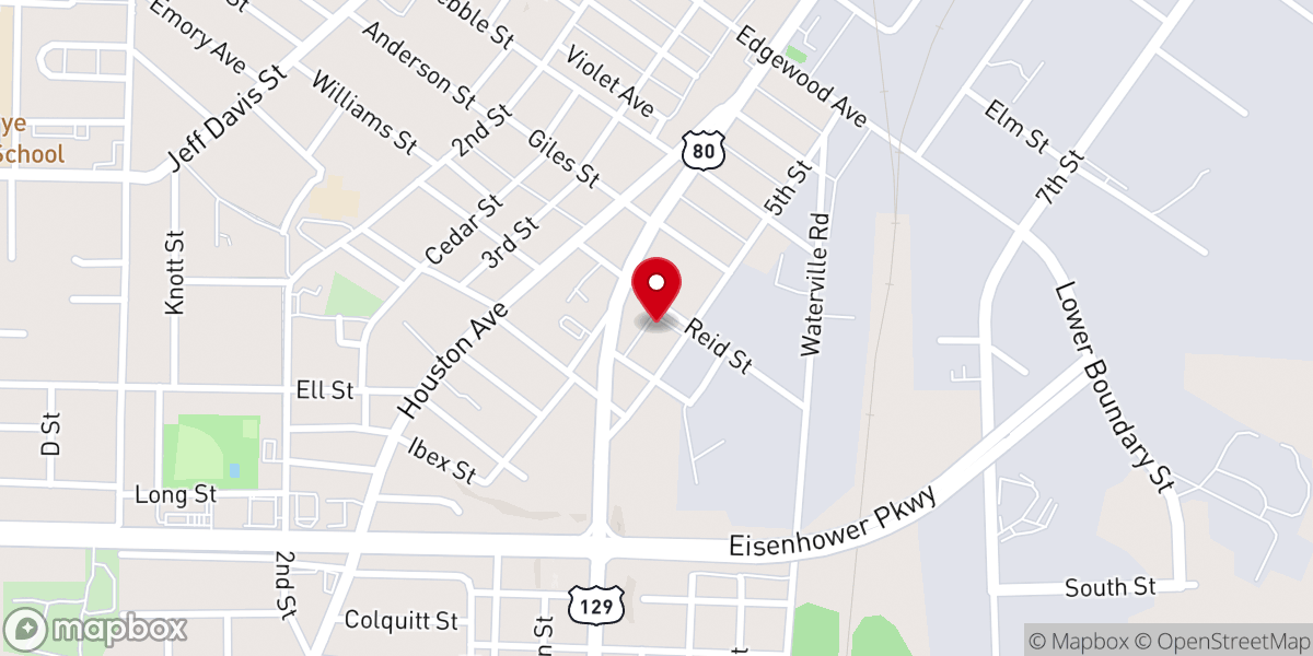 Map showing location of Smith Street Baptist Church