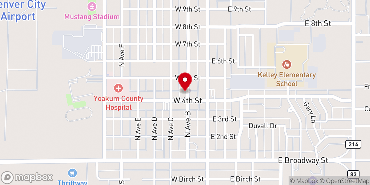 Map showing location of Denver City Methodist Church
