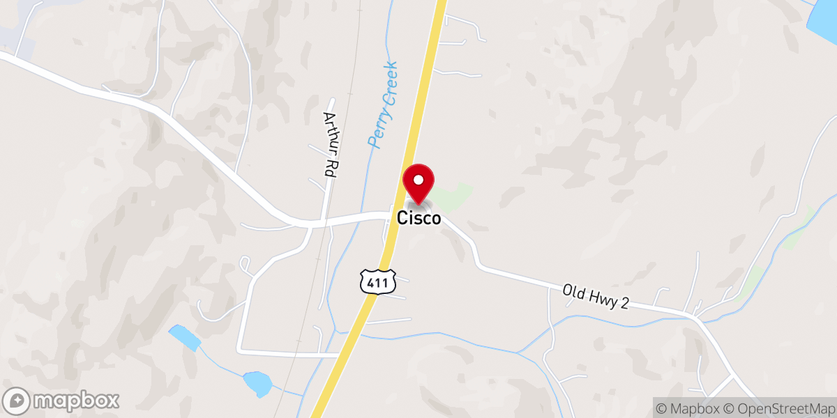 Map showing location of Cisco Baptist Church