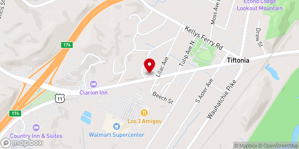 Map showing location of Wauhatchie Methodist Church
