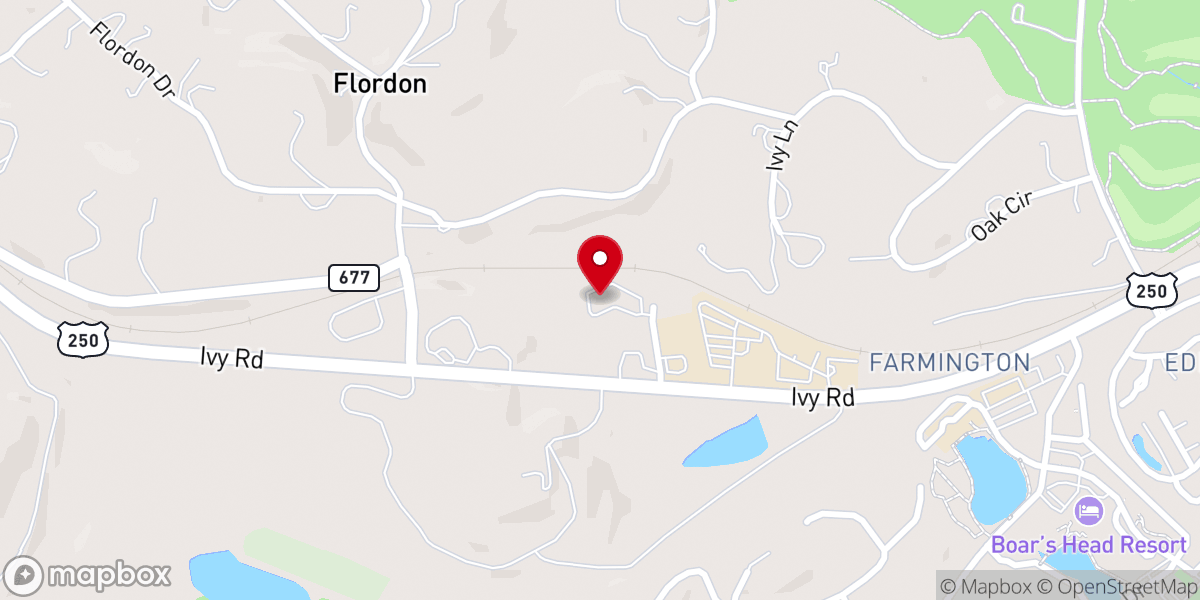 Map showing location of Korean Community Church in Charlottesville