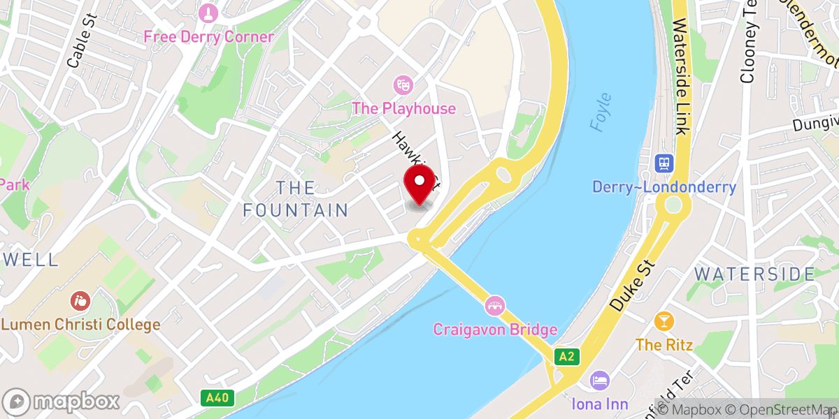 Map showing location of Carlisle Road Presbyterian Church