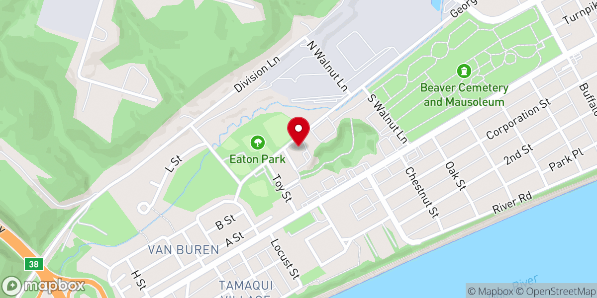 Map showing location of Vanport Presbyterian Church