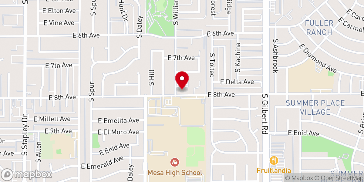 Map showing location of Mesa Bible Church