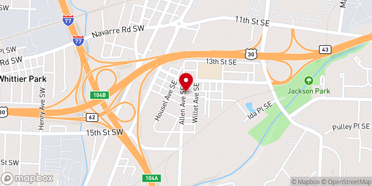Map showing location of Southeast Church of Christ