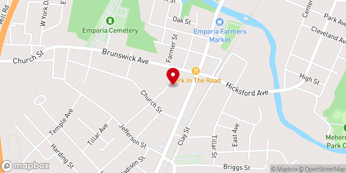 Map showing location of Calvary Chapel Emporia
