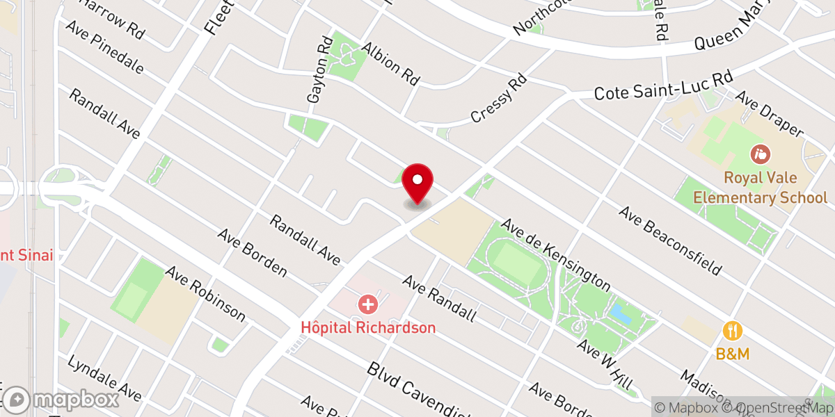 Map showing location of Getsemani Baptist Church of Montreal