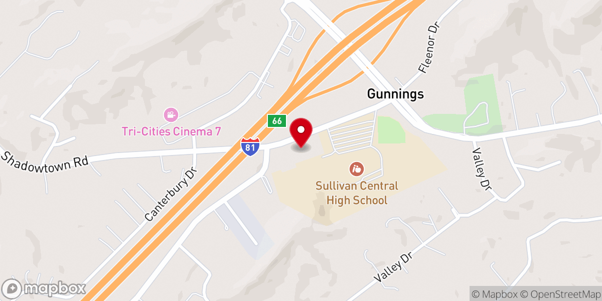 Map showing location of Gunnings Baptist Church