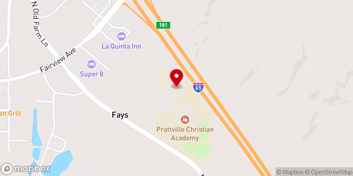 Map showing location of Hunter Hills Church