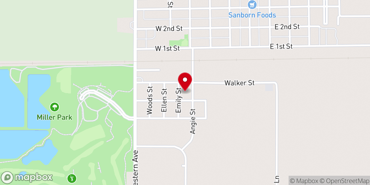 Map showing location of St. John's Lutheran Church